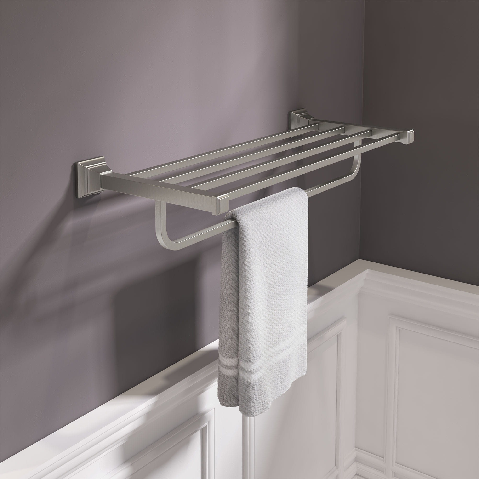 Town Square S 24 Inch Train Rack   BRUSHED NICKEL
